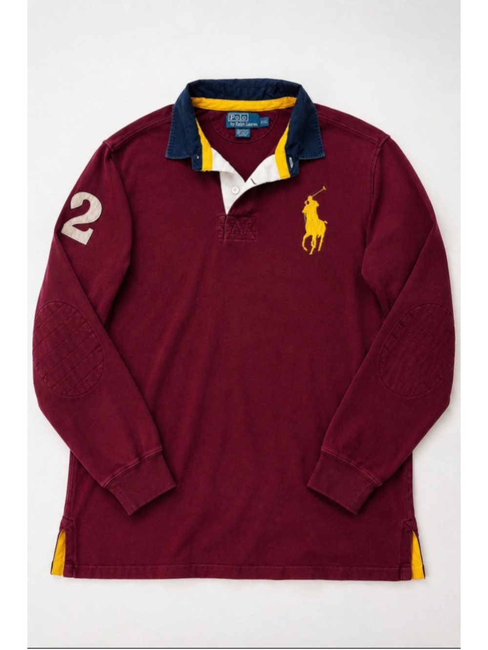 VTG Polo Ralph Lauren Big Pony Rugby Shirt XXL Burgundy Heavyweight Heritage